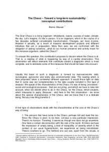 The Chaco - Toward a long-term sustainability: conceptual contributions